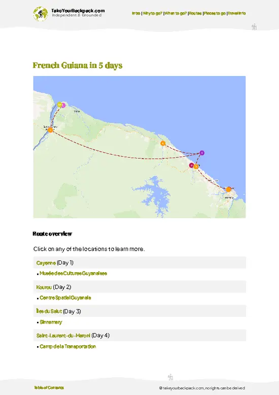 example page 4 from our offline Travel Guide for French Guiana